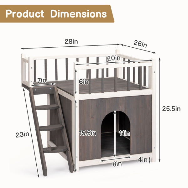 Cuccia per gatti a 2 piani con scala 72x56x65cm