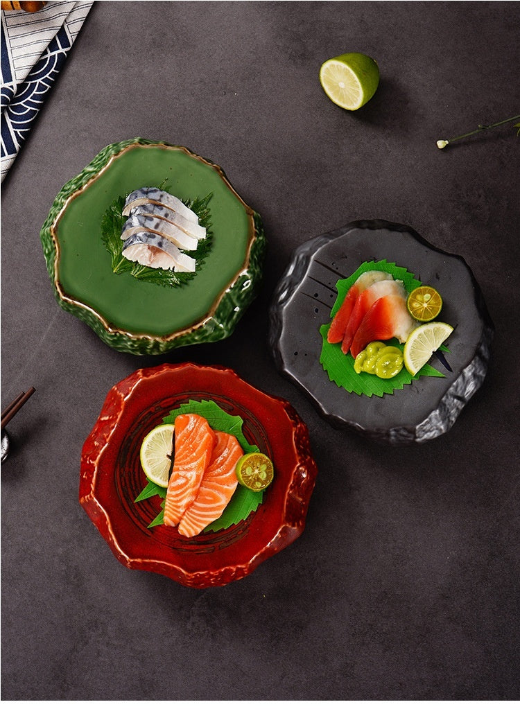 Piatto in ceramica effetto roccia, ideale per sushi e sashimi 18x19x6