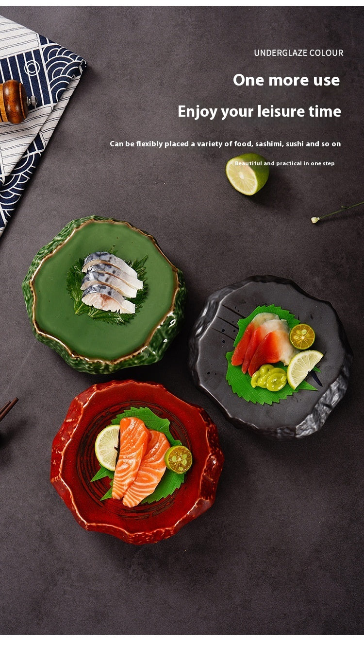 Piatto in ceramica effetto roccia, ideale per sushi e sashimi 18x19x6